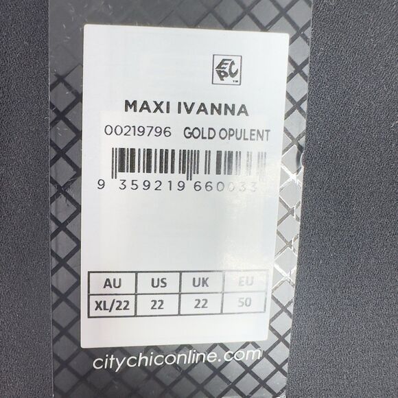 City Chic Ivanna Maxi Dress Black Gold‎ Scarf Print Plus 22 XL Boho Romantic NWT - Picture 8 of 16